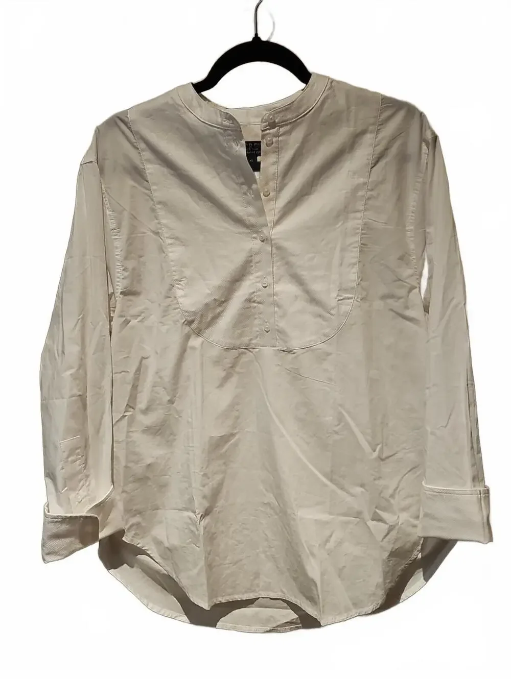 J. CREW White Half Button Down Tunic Blouse Size XS Oversized 100% Cotton